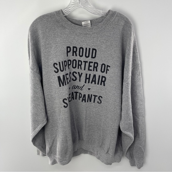 Gildan Proud Supporter Of Messy Hair & Sweatpants Crewneck - Picture 1 of 6
